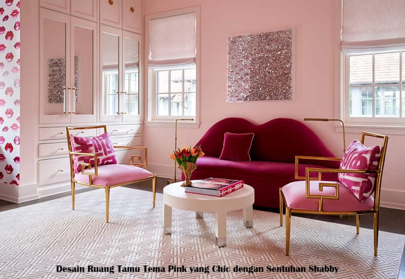 Desain Ruang Tamu Tema Pink yang Chic dengan Sentuhan Shabby
